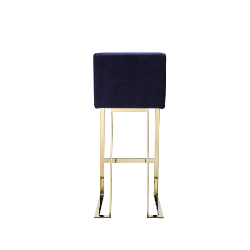 Pangea Home Dexter Bar Stool Velvet Navy & Gold