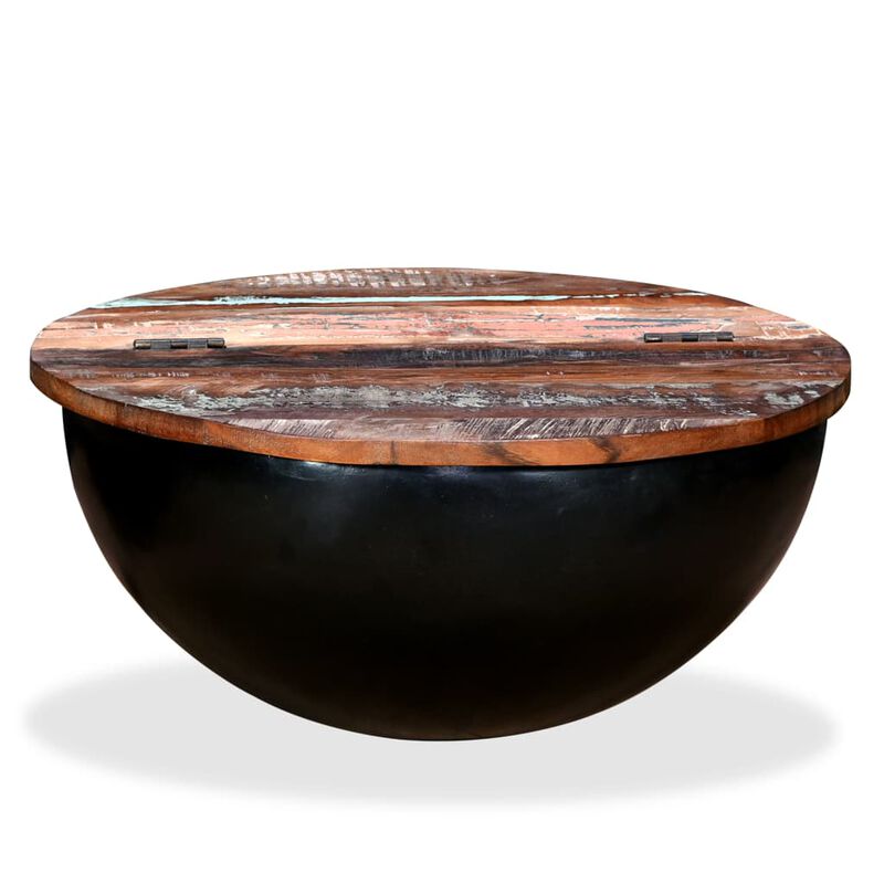 vidaXL Coffee Table Solid Reclaimed Wood Black Bowl Shape image number 0