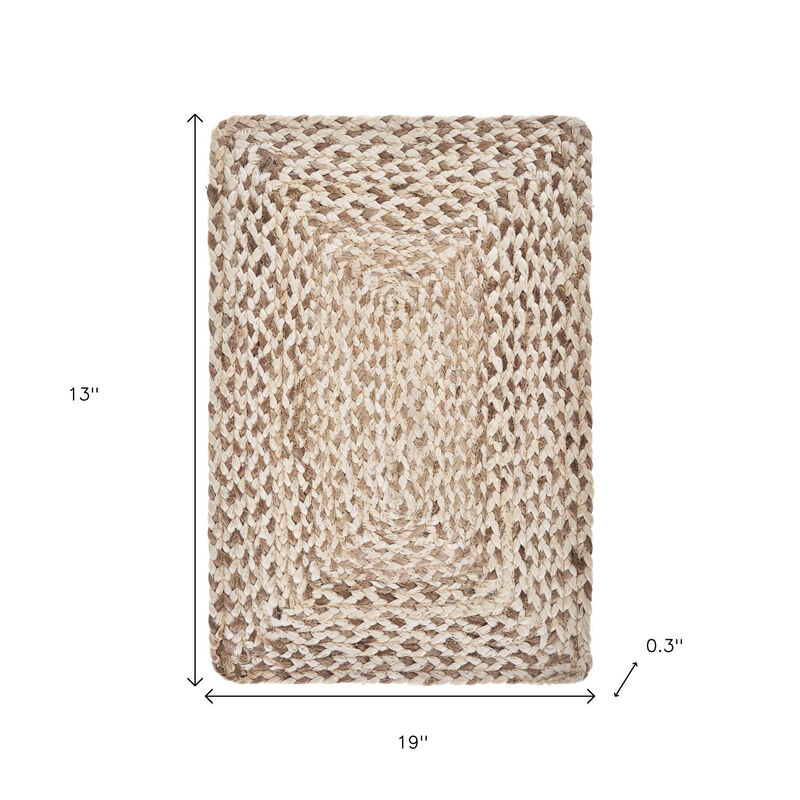 HomeRoots 19" Set of Four Ivory And Natural Jute Placemats image number 2
