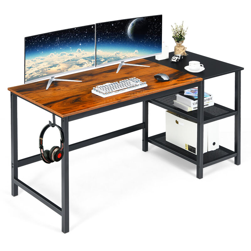 Costway 59''  Home Office Computer Desk Study Laptop Table Detachable Shelf