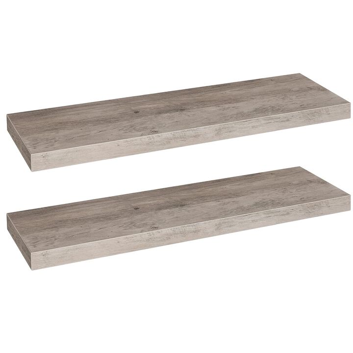 Floating Wall Shelves Set of 2, Space-Saving Home Storage and Decor-Greige