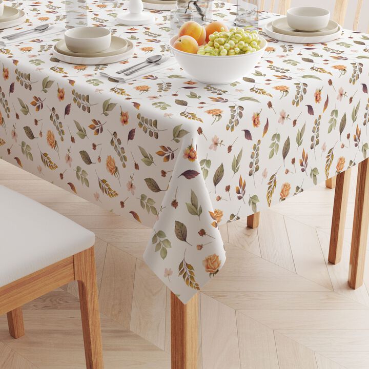 Fabric Textile Products, Inc. Square Tablecloth, 100% Cotton, Falling Leaves & Flowers