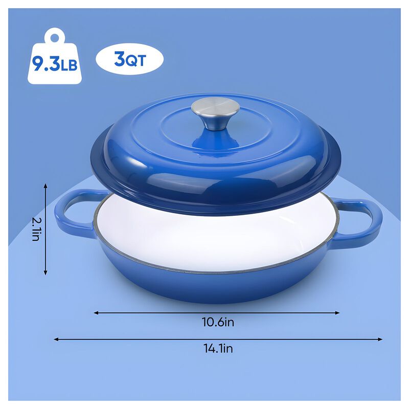 3 Quart Enameled Cast Iron Dutch Oven with Lid image number 3