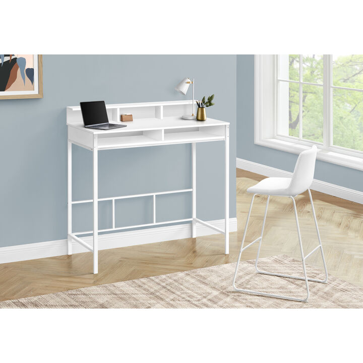 Monarch Specialties I 7701 Computer Desk, Home Office, Standing, Storage Shelves, 48"L, Work, Laptop, Metal, Laminate, White, Contemporary, Modern