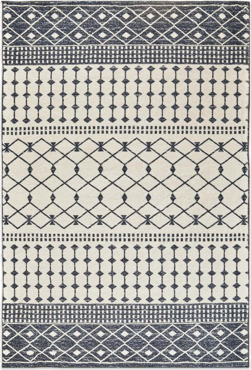 HomeRoots Geometric Distressed Washable Area Rug