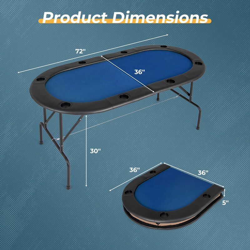 Foldable Poker Table for 8 Players with Spacious Playing Surface image number 2