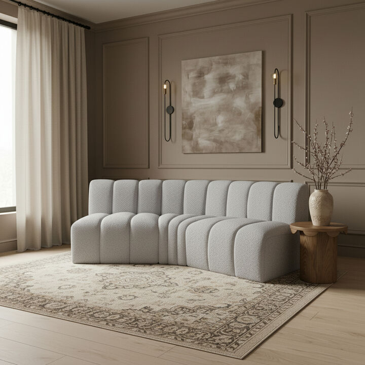 Meridian Furniture Arc Grey Boucle Fabric Modular Sofa