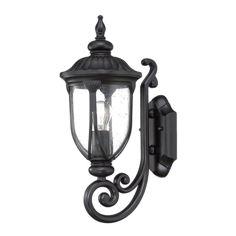 Hivvago Matte Black Cast Aluminum Glass Lantern Wall Light