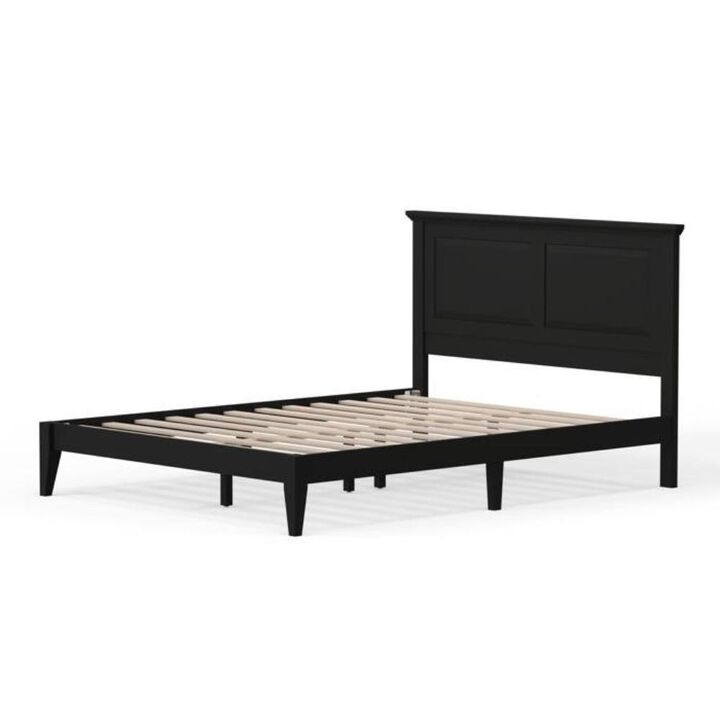 Traditional Solid Oak Wooden Platform Bed Frame with Headboard