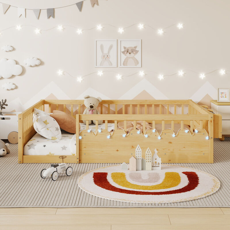 Vimnus Wooden Montessori Kids Toddler Floor Bed image number 2
