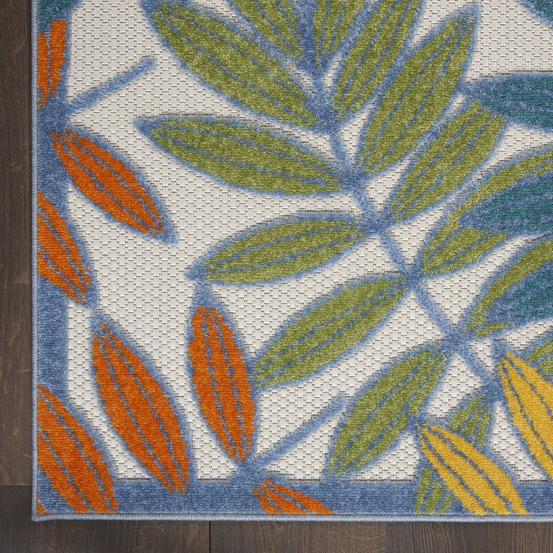 HomeRoots 5' X 8' Ivory Yellow Orange Green And Blue Botanical Leaves Indoor Outdoor Area Rug image number 4