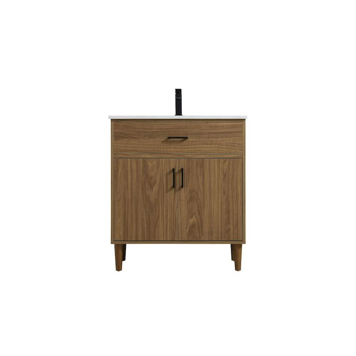 Elegant Kitchen and Bath Chandler 30 Inch Single Bathroom Vanity In Walnut Brown