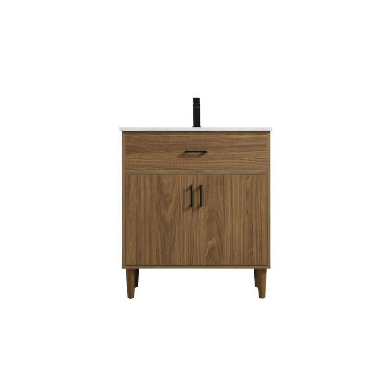 Elegant Kitchen and Bath Chandler 30 Inch Single Bathroom Vanity In Walnut Brown