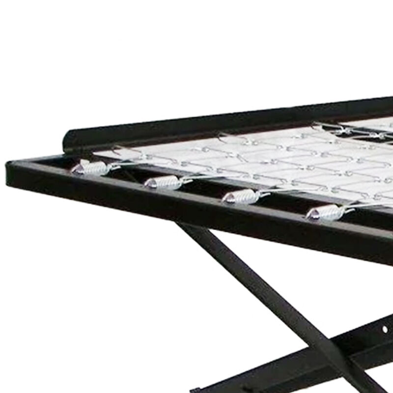 Pop Up Trundle of High Carbon Rail Steel, Black - Benzara