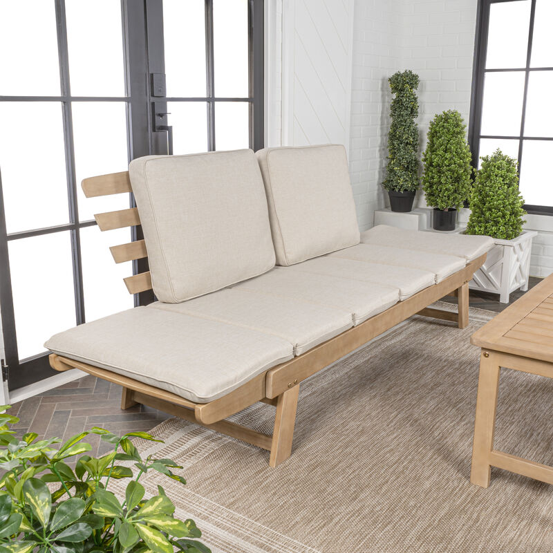 Hartley 2-Seat Modern Scandinavian Folding Wood Outdoor Day Bed Sofa