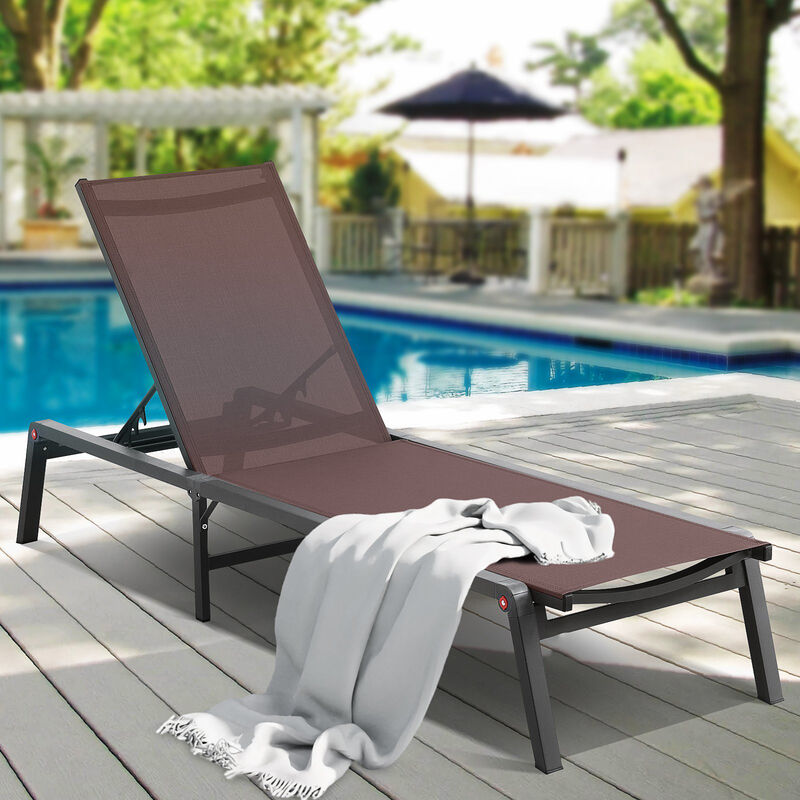 5-Position Chaise Lounge Chair &ndash; Adjustable Outdoor Recliner for Patio, Garden, Pool, or Deck