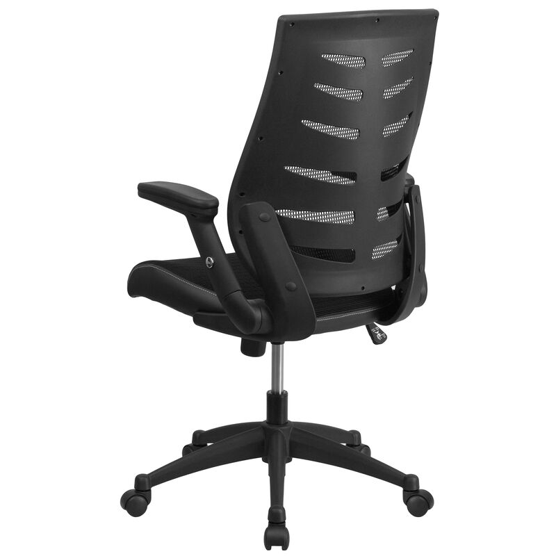 Kale High Back Designer Black Mesh Executive Swivel Ergonomic Office Chair with Height Adjustable Flip-Up Arms image number 4