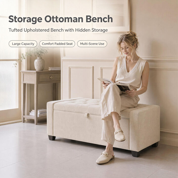 Ketcon Tufted Upholstered Storage Ottoman Bench