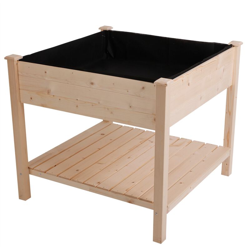 QuikFurn FarmHome Square Fir Wooden Raised Garden Planter Box