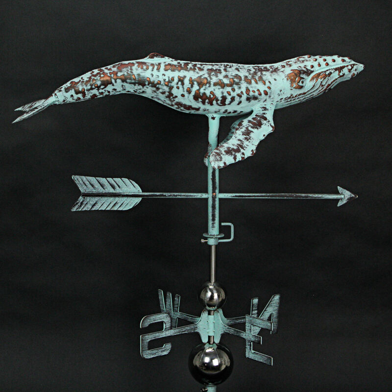 Verdigris Copper Humpback Whale Weathervane Roof Mount Home Garden Decor Art image number 4