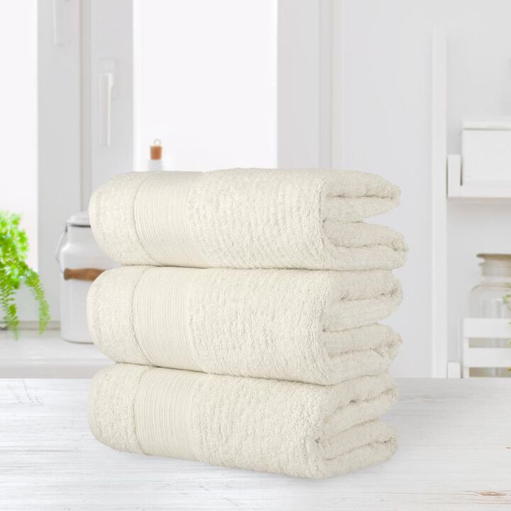 Chic Home Luxurious 3-Piece Super Soft Pure Turkish Cotton Bath Towels Set 30" x 60" Beige
