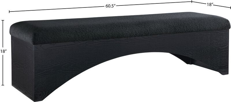 Meridian Furniture Lawson Black Velour Fur Fabric Bench