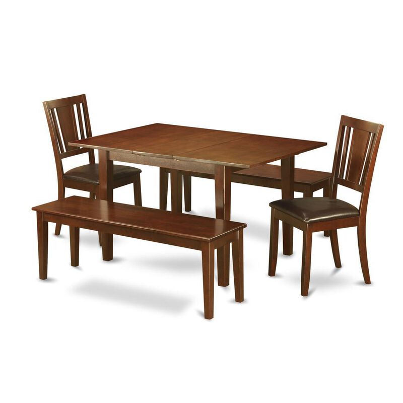 5 Pc Dining room set with bench -Kitchen Table with 2 Dining Chairs and 2 Benches