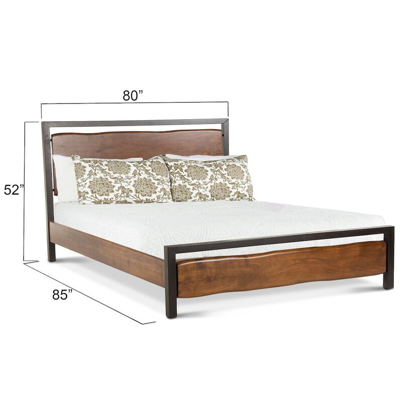 World Interiors Glenwood Acacia Wood King Bed in Walnut Finish
