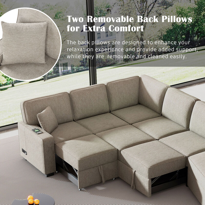 Merax L-shaped Sofa Chenille Sectional Sofa image number 5