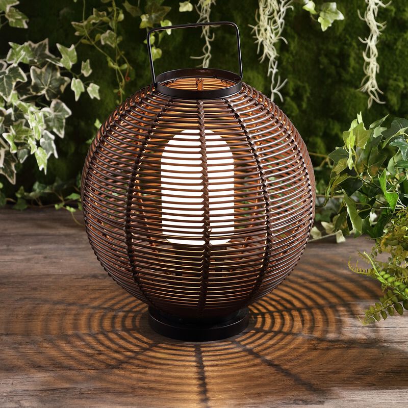 Jigu Outdoor Woven Globe Asian LED Lantern image number 1