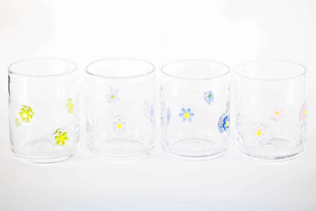 Jeanne Fitz Assorted Flowers Icon Glasses, Set of 4