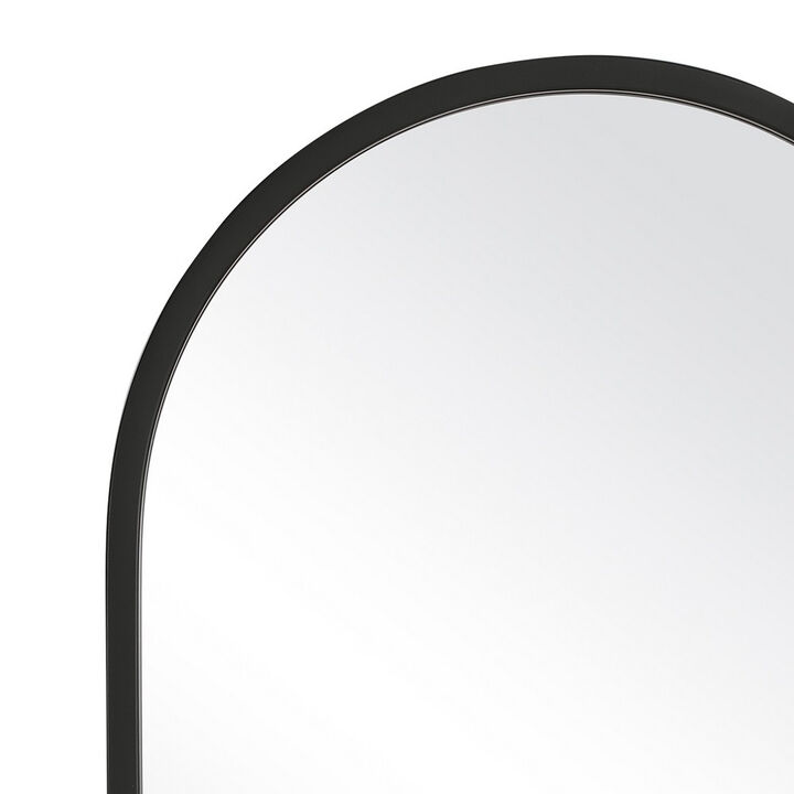 20 Inch Contemporary Style Oblong Shape Mirror, Black-Benzara