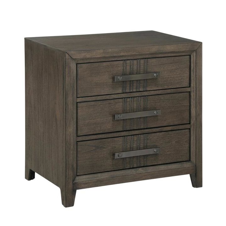 Walnut Nightstand with Distressed Finish and Ball Ing Drawer Glides