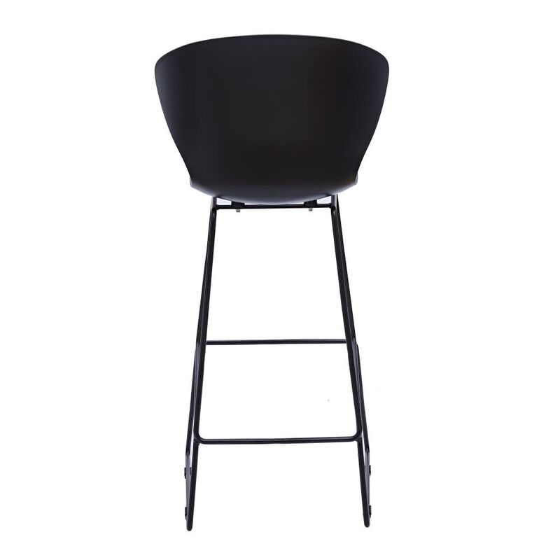 Hivvago Set of Two 30 Inch Black Heavy Duty Plastic and Metal Low Back Bar Height Bar Chairs