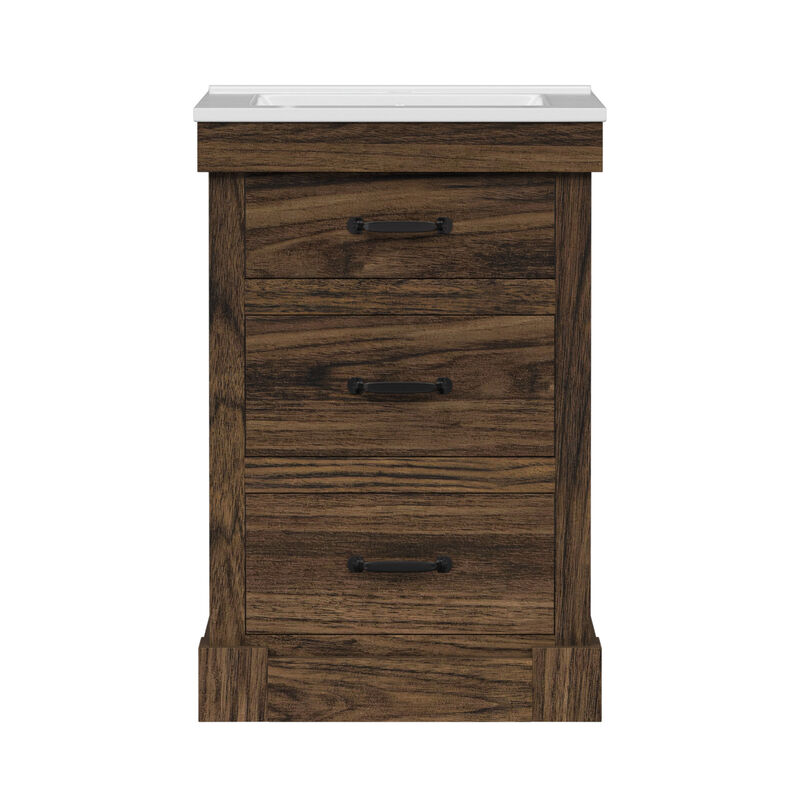 Donovan 24" Single Bathroom Vanity with Two Drawers, Walnut image number 0