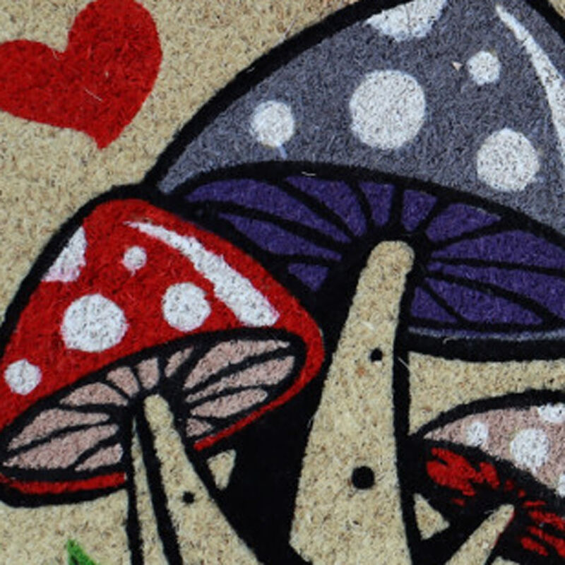 HomeRoots 18" X 30" Beige and Black Coir Mushrooms Home Sweet Home Outdoor Door Mat image number 5