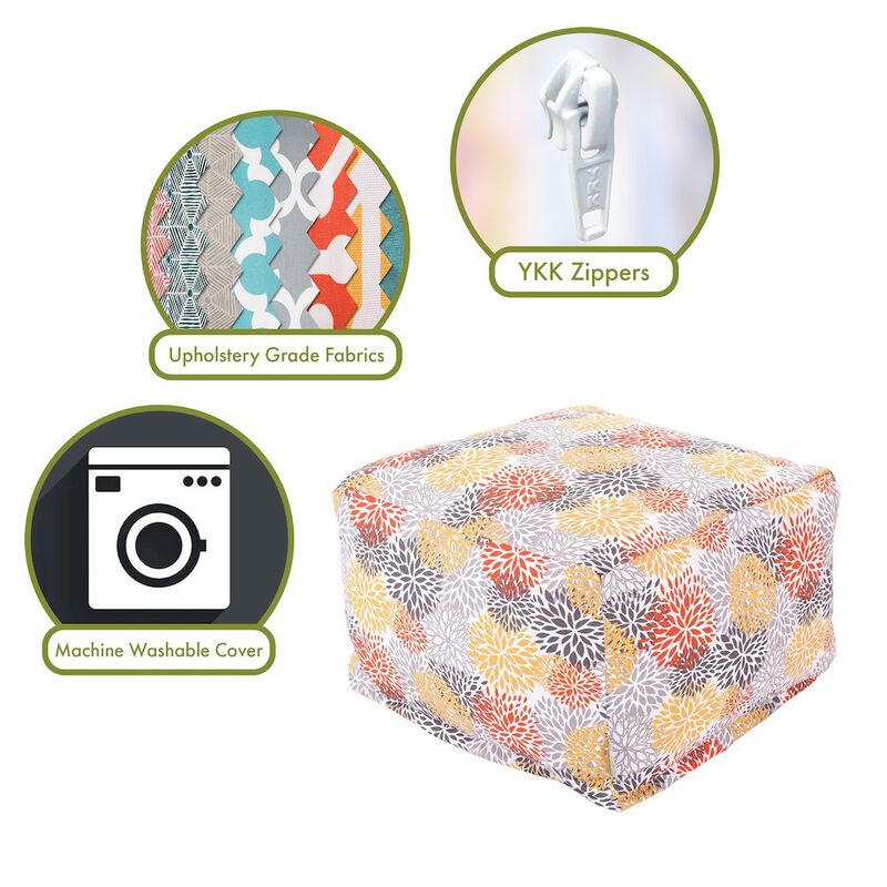 Majestic Home Goods Ottoman Pouf Blooms Citrus