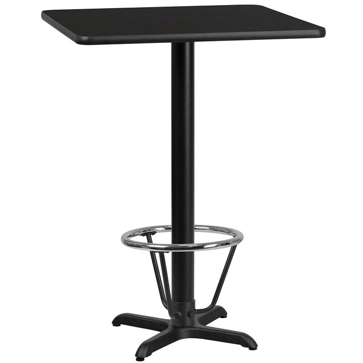 Flash Furniture Stiles 24'' Square Black Laminate Table Top with 22'' x 22'' Bar Height Table Base and Foot Ring