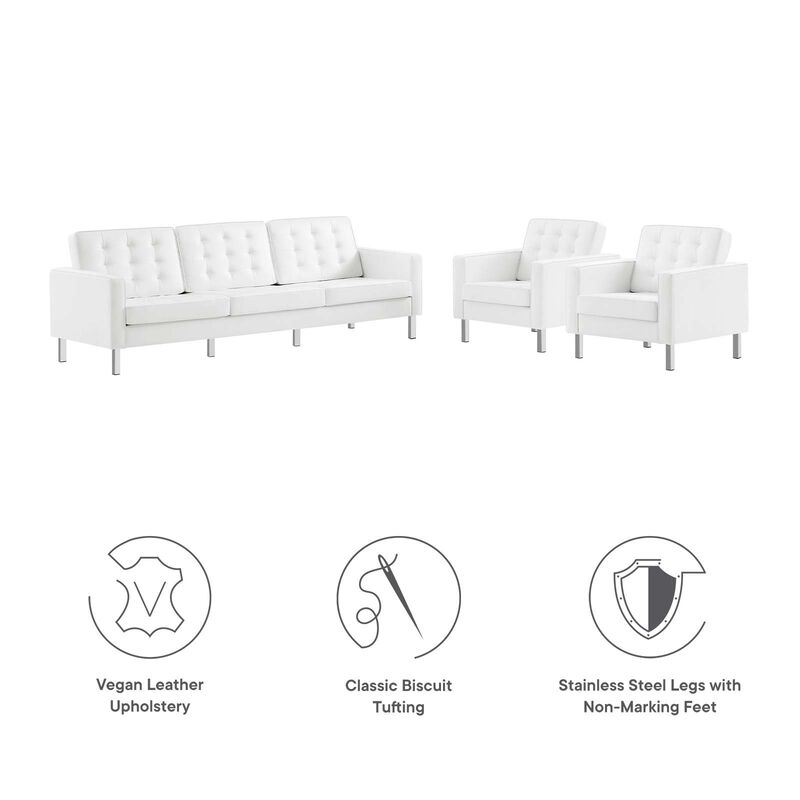 Loft Tufted Vegan Leather 3-Piece Furniture Set image number 9