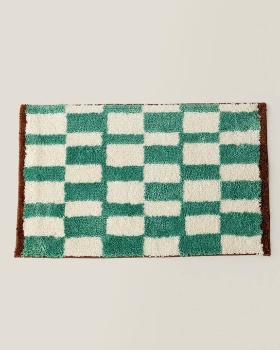 Ultra Soft Retro Checker Bath Rug, Absorbent, Anti-slippery Mat
