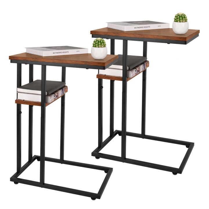 Yoobure C Table End Table Set of 2, Side Tables Living Room, C Shaped Side Table, Couch Tables That Slide Under Couch Table with