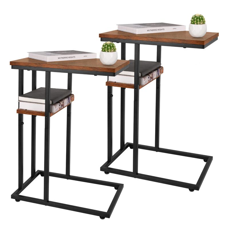 Yoobure C Table End Table Set of 2, Side Tables Living Room, C Shaped Side Table, Couch Tables That Slide Under Couch Table with