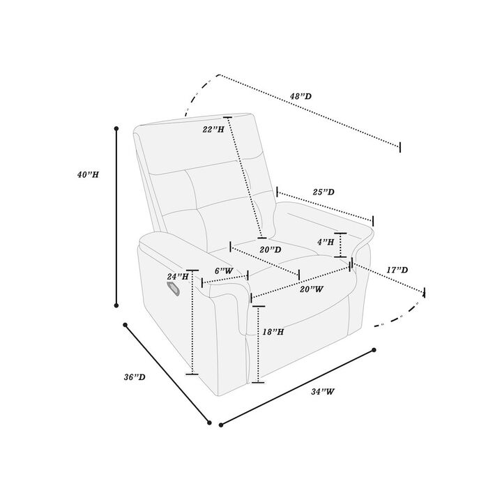 Poundex Blush Pink Velvet Manual Recliner
