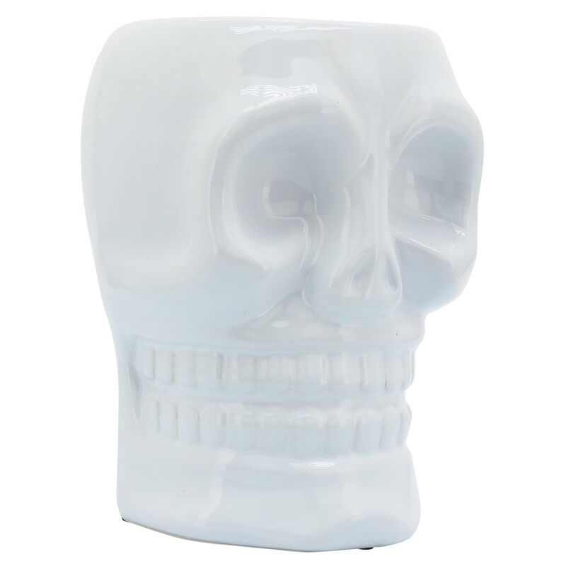 Cer, 6" Skull Vase, White image number 2