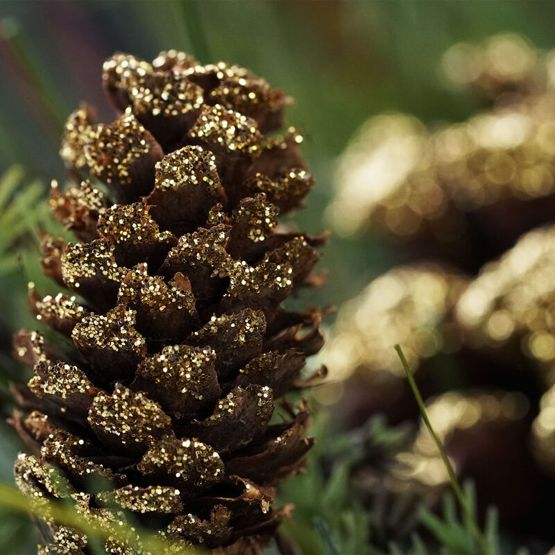 Artificial Mixed Pine with Pine Cones and Gold Glitter Christmas Wreath - 30 -Inch  Unlit image number 2
