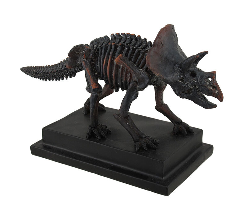 Antique Bronze Finish Mounted Triceratops Skeleton Statue image number 0