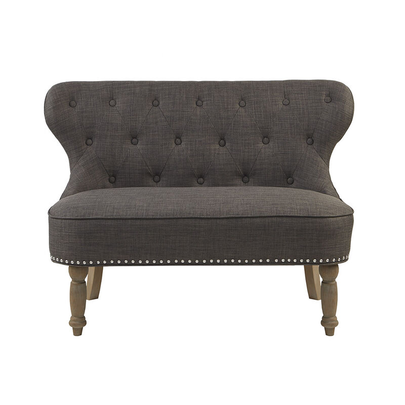 Gracie Mills Korbin Button-Tufted Settee with Pewter Nailhead Trim