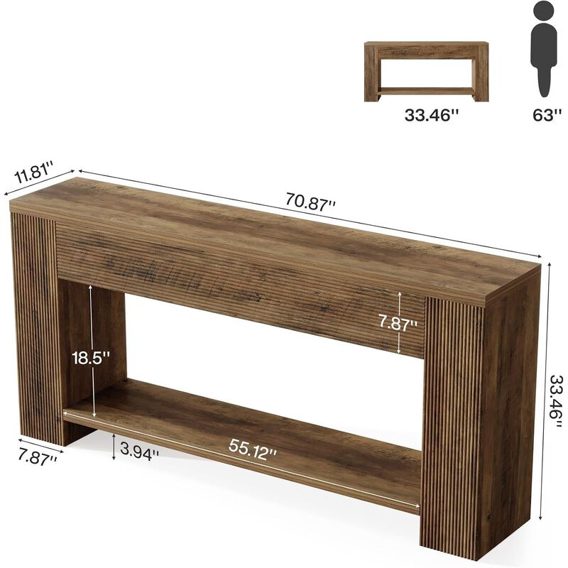 Tribesigns Farmhouse Wood Console Table image number 4