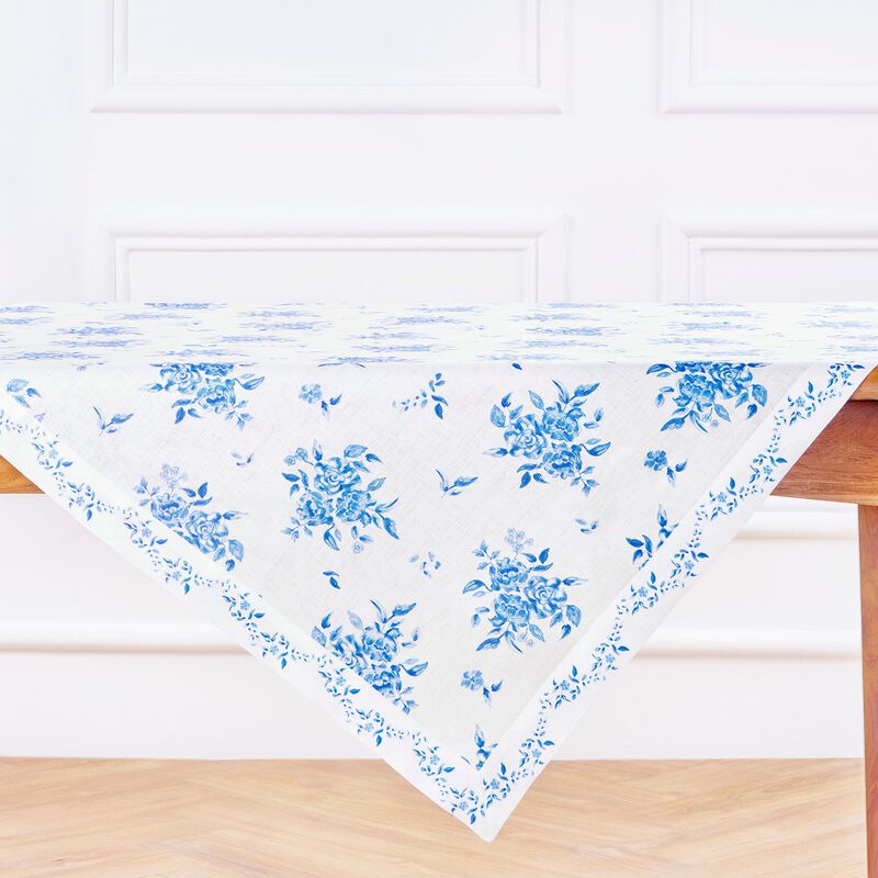 Solino Home Jolie Fleur 100% Linen Table Throw &ndash; Handcrafted, Machine Washable, Perfect for Holiday and Everyday Dining