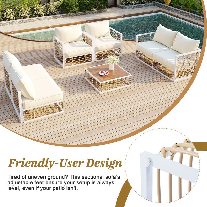 Vaswan Metal Patio Sectional Sofa Set image number 5